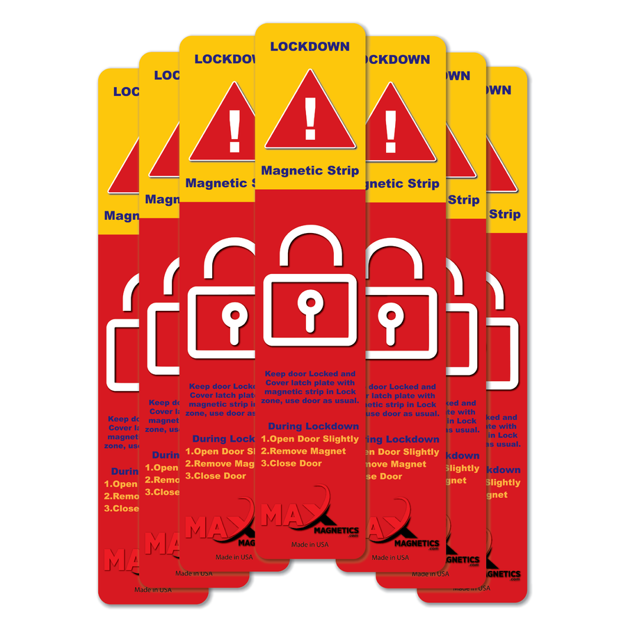 Red Lockdown Magnetic Strips for School & Office Doors