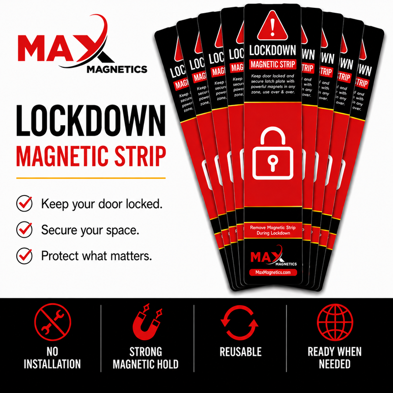 Black Lockdown Magnetic Strips for School & Office Doors
