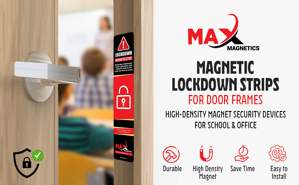 Black Lockdown Magnetic Strips for School & Office Doors