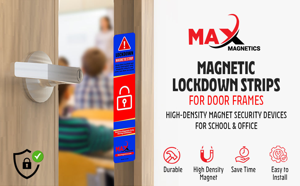 Blue Lockdown Magnetic Strips for School & Office Doors