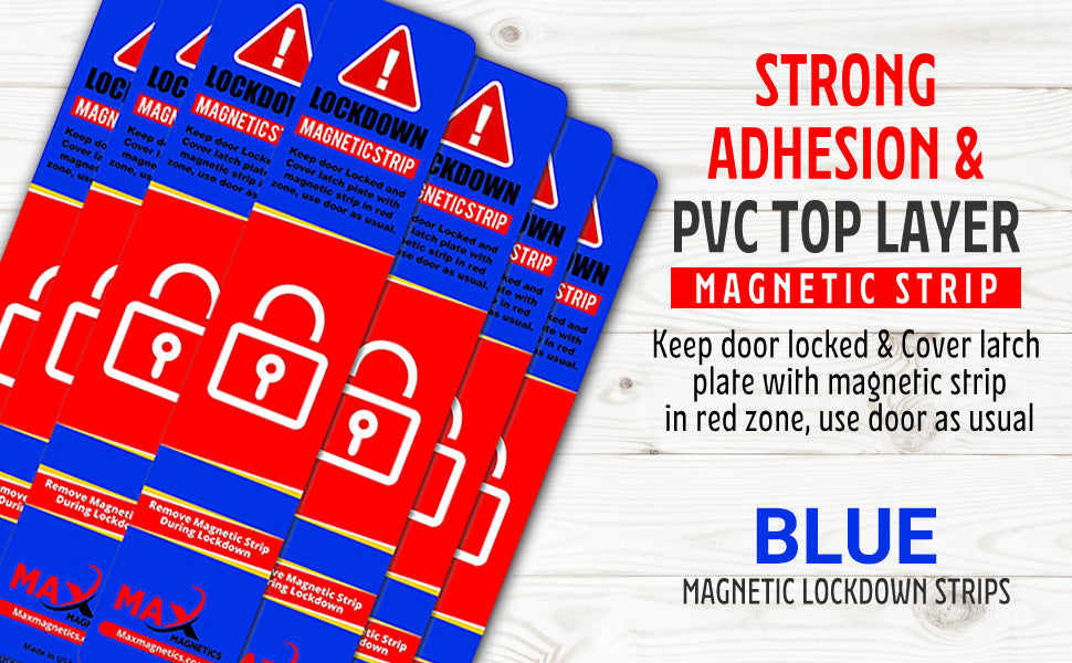Blue Lockdown Magnetic Strips for School & Office Doors