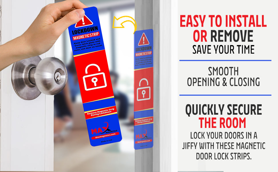 Blue Lockdown Magnetic Strips for School & Office Doors