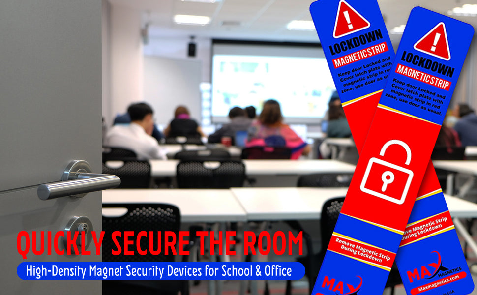 Blue Lockdown Magnetic Strips for School & Office Doors