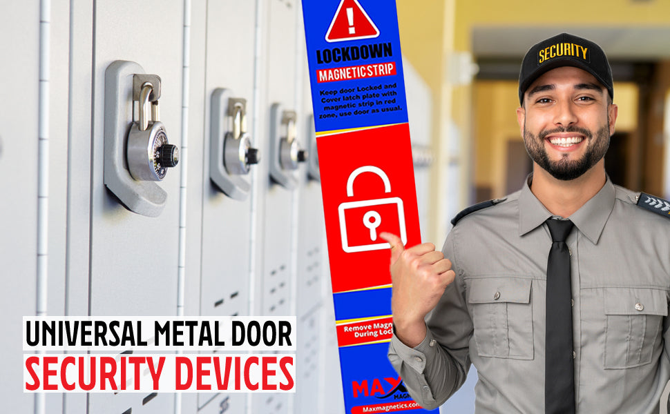 Blue Lockdown Magnetic Strips for School & Office Doors