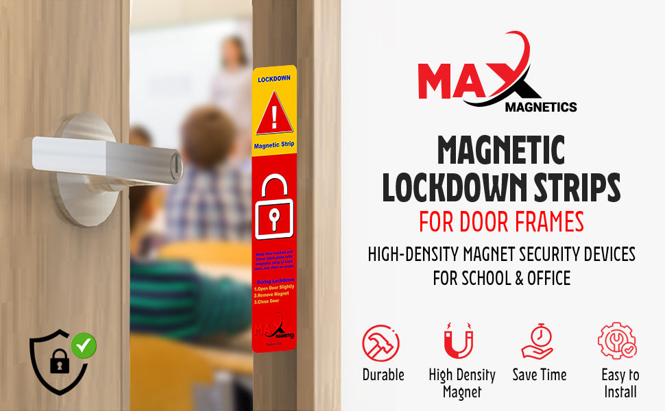Red Lockdown Magnetic Strips for School & Office Doors