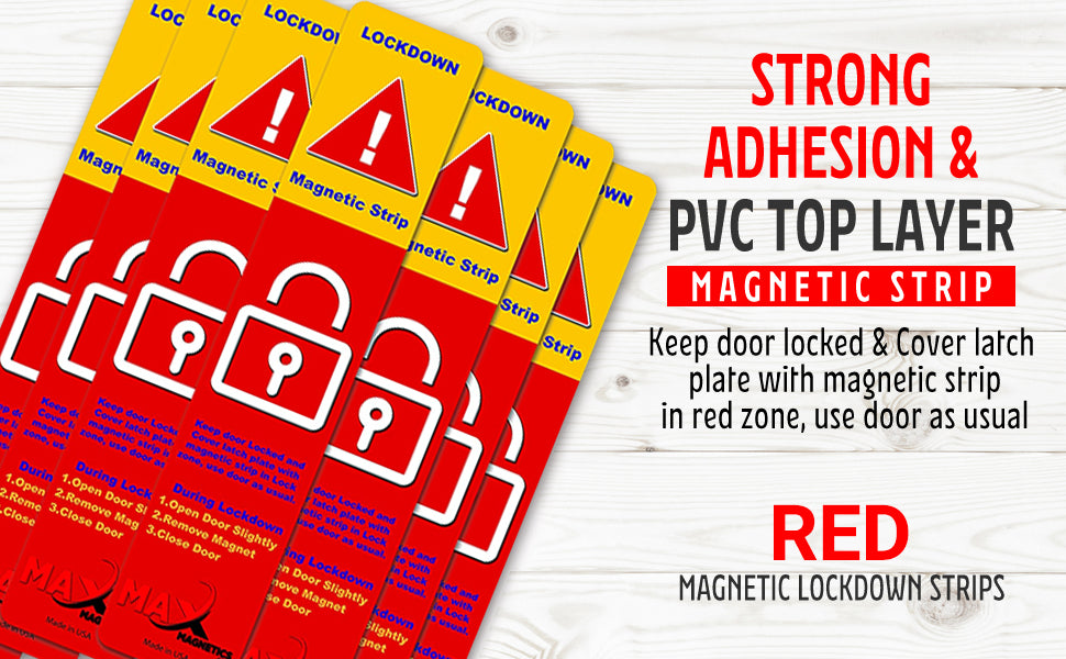 Red Lockdown Magnetic Strips for School & Office Doors