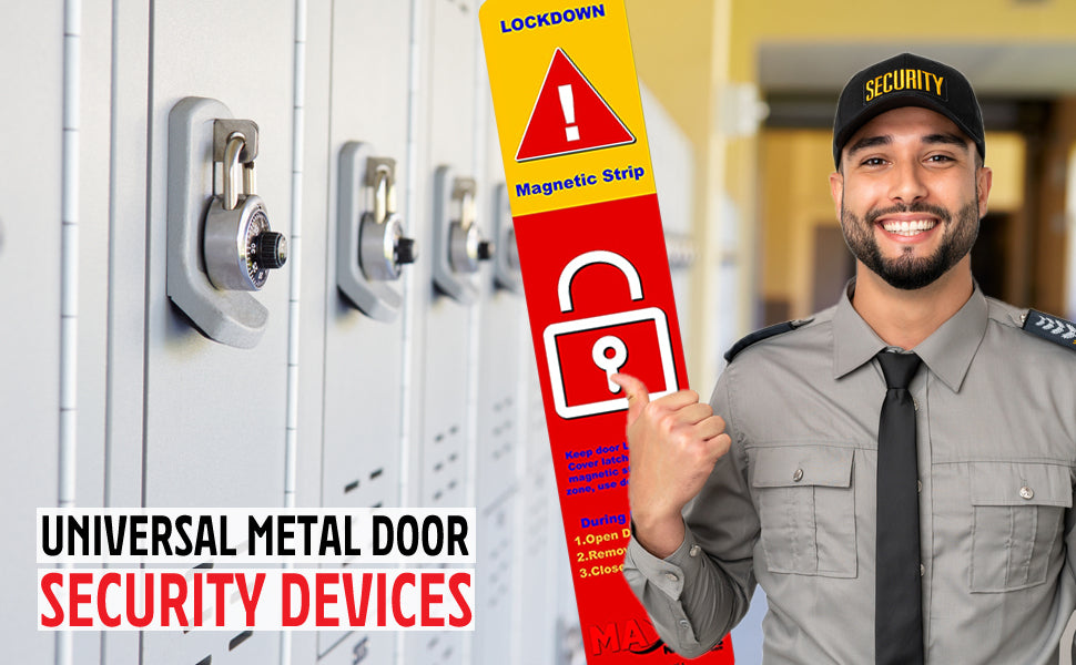 Red Lockdown Magnetic Strips for School & Office Doors