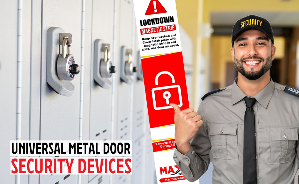White Lockdown Magnetic Strips for School & Office Doors